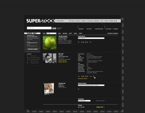 SuperStock website - cart